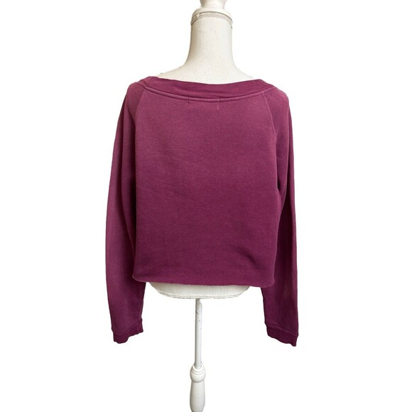 Wildfox Women's XS Venice Beach Pullover Cropped Sweatshirt Oversized Plum - Picture 5 of 11